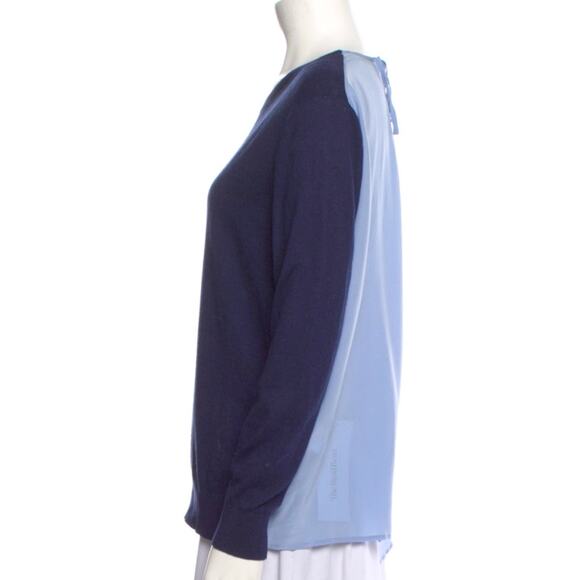 Sandro Navy Blue Tie Back Sweater Baby Blue Silk Open Back 1 S - Picture 5 of 10